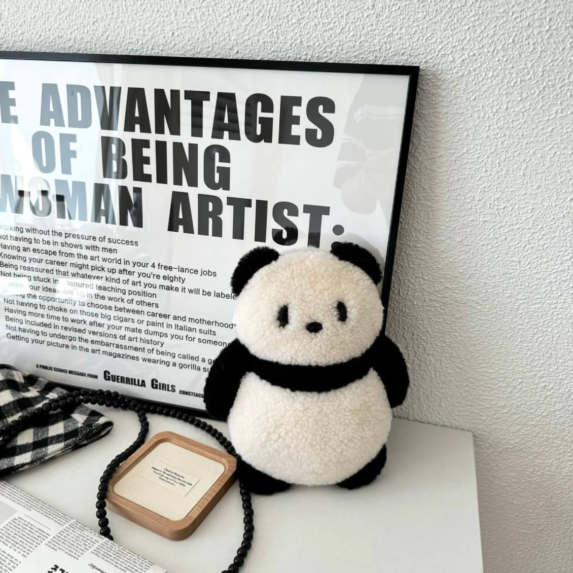 Unique Panda Bag in Artificial Lamb Wool for Adult