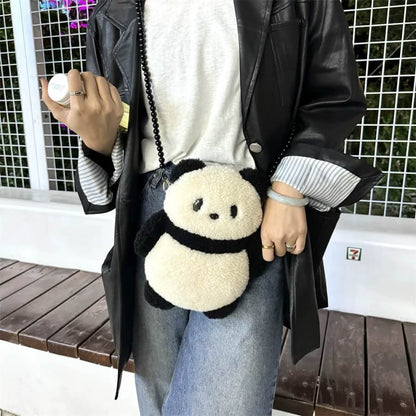 Unique Panda Bag in Artificial Lamb Wool for Adult