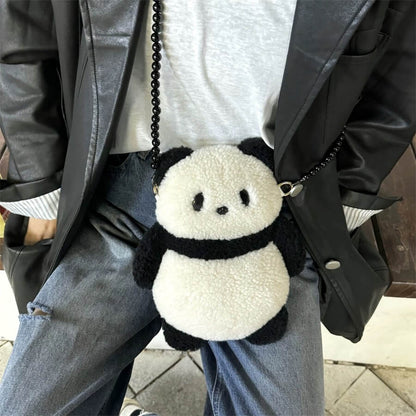 Unique Panda Bag in Artificial Lamb Wool for Adult