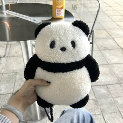 Unique Panda Bag in Artificial Lamb Wool for Adult