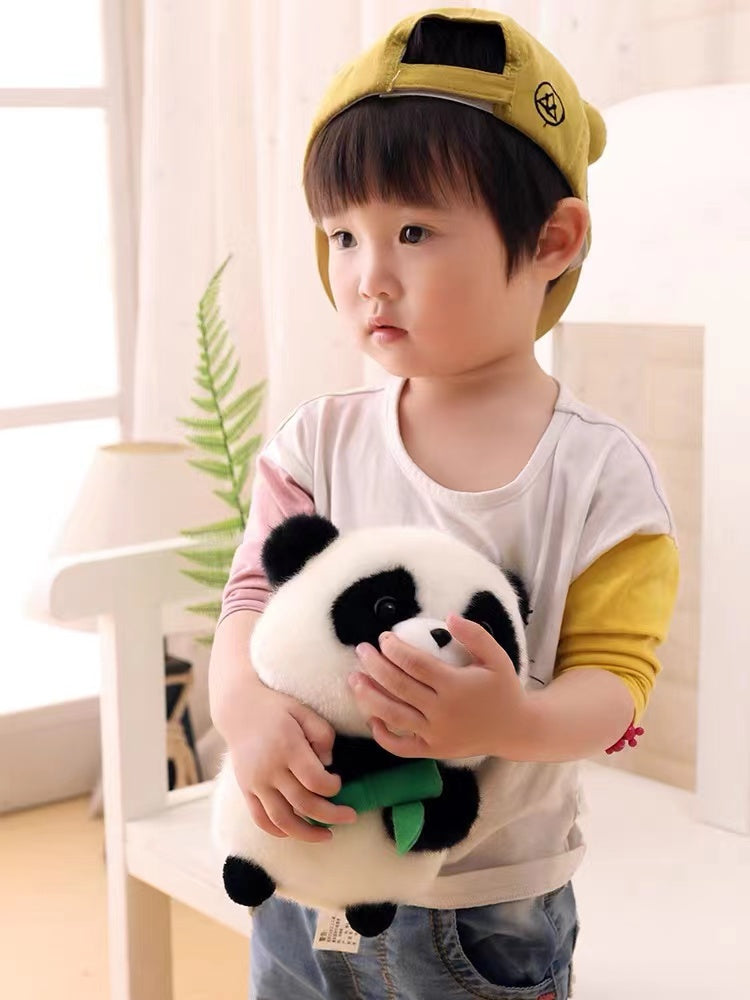 Small Panda Bear Stuffed Animal, Cute Stuffed Panda with Bamboo, 7.8''