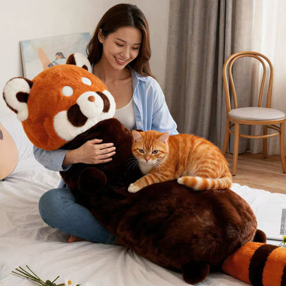 Peluches de panda rojo, almohada larga de panda rojo en 2 tamaños