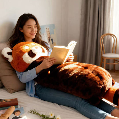 Peluches de panda rojo, almohada larga de panda rojo en 2 tamaños