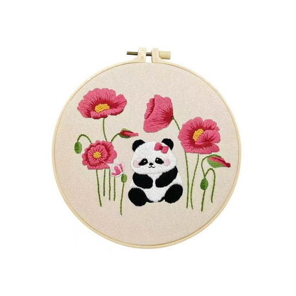Panda DIY_Flowers & Panda Embroidery Kit_Wall Hanging