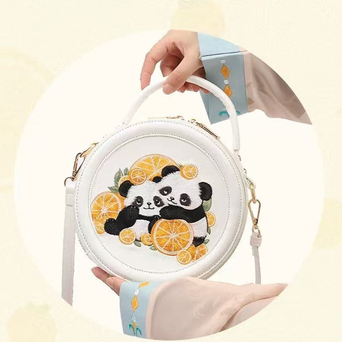 Bolso tradicional de panda, panda y naranjas, 7,87''