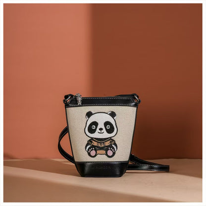 Sac Panda de style académique, sac seau en 2 couleurs