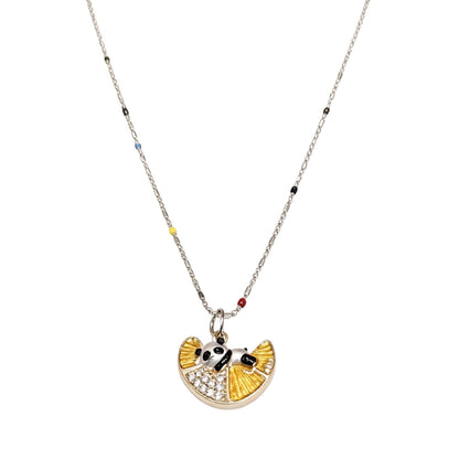 Adorables Pandas en Dulces Naranjas de Verano - Collar Original de Panda