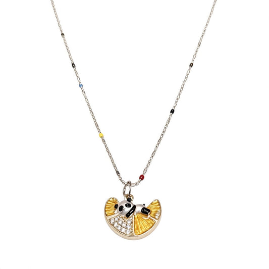 Adorables Pandas en Dulces Naranjas de Verano - Collar Original de Panda