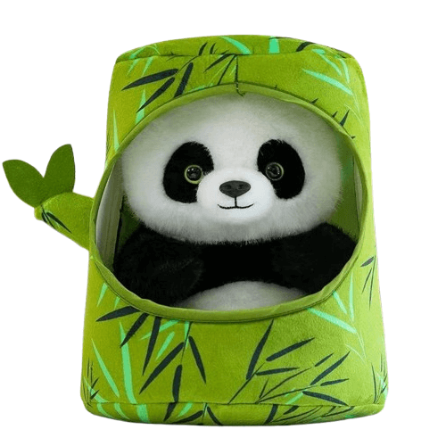 PELUCHE PANDA ET TUBE EN BAMBOU en 2 tailles