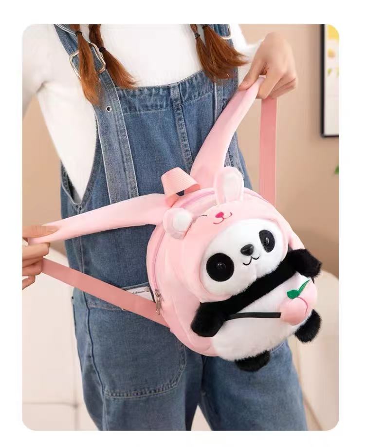 Mochila Súper Linda de Panda-Conejo, Bolso Escolar de Panda