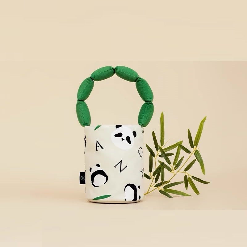Bolso Tote Panda, Bolso Bombonera de Lona, con Diseño Panda en 2 Colores