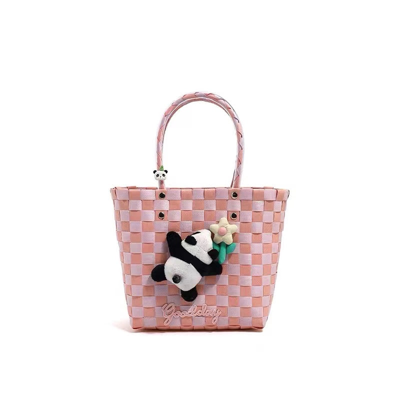 Panda Handbag with Small Panda Stuffed Animal, Pink, 7.5''