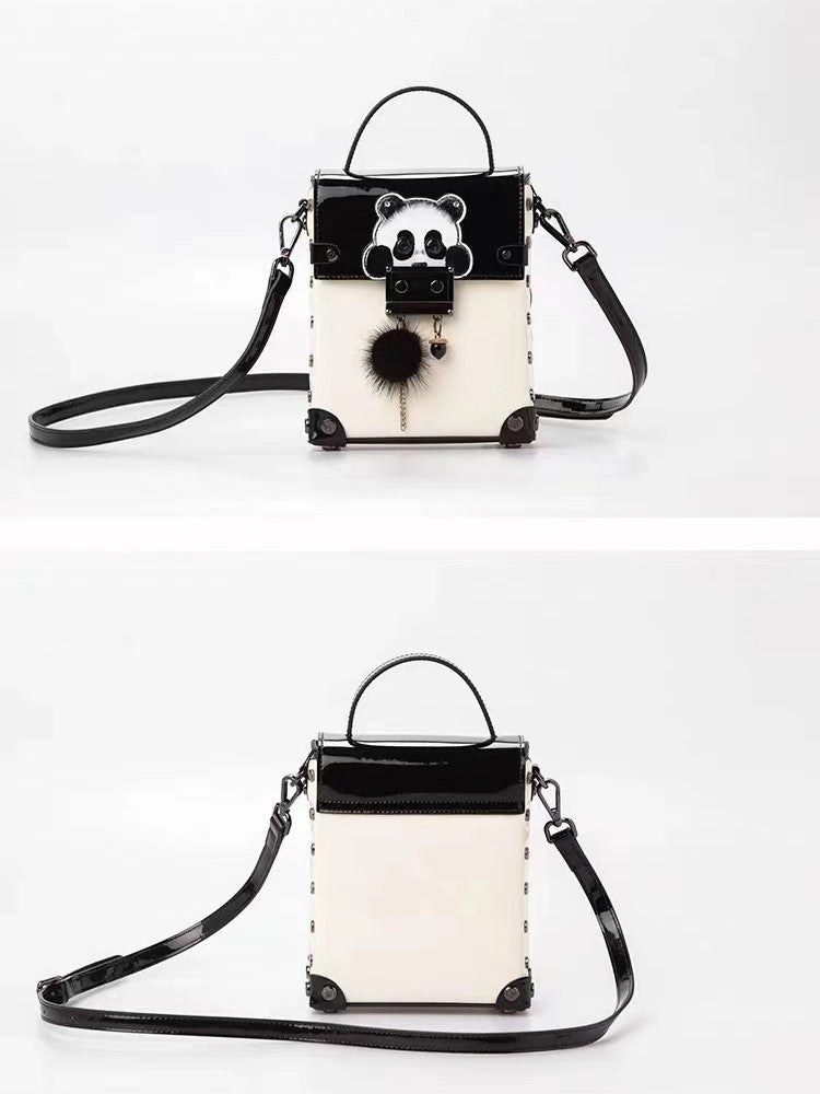 Tote Bag Panda, Punk Bag, in PU leather in 2 Colors