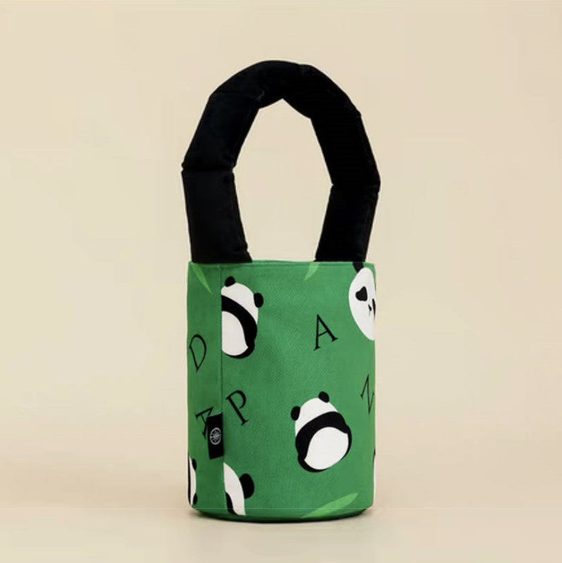 Panda Tote Bag, Canvas Bucket Bag, with Panda Design in 2 Colors