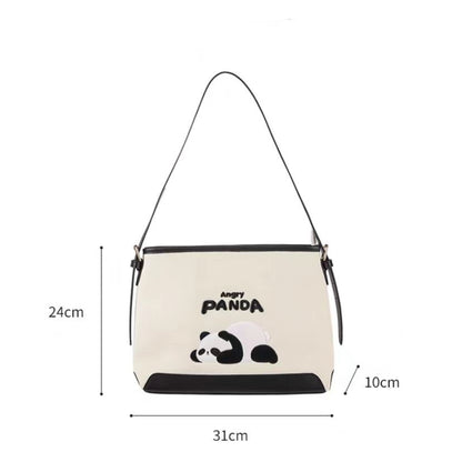 Bolso Panda: Bolso de hombro de lona, ​​Bolso de mano estructurado
