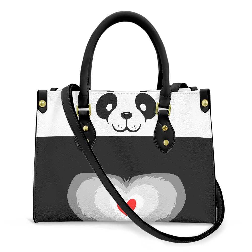 Bolso de mano Panda, bolso de mano de cuero estructurado, 11.4''