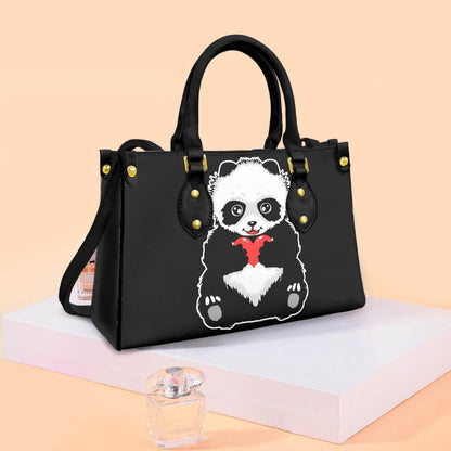 Bolso de mano Panda, bolso de mano de cuero estructurado, 11.4''