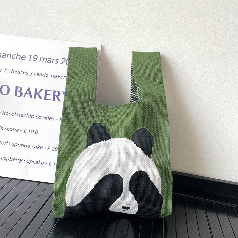 Mini bolso de punto Panda Bag: Lindos bolsos de punto Panda en 4 colores
