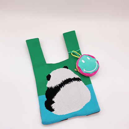 Sac à main Panda : Sac fourre-tout tricoté Kawaii en 3 styles