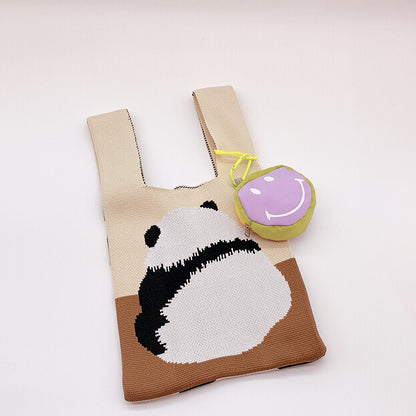 Sac à main Panda : Sac fourre-tout tricoté Kawaii en 3 styles
