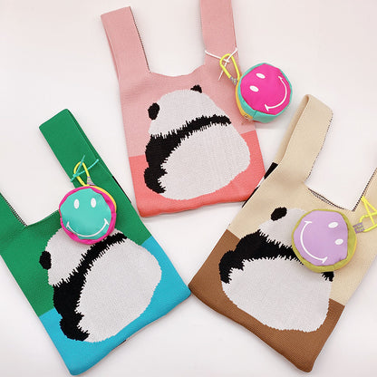 Panda handbag: Kawaii knitted tote bag in 3 styles