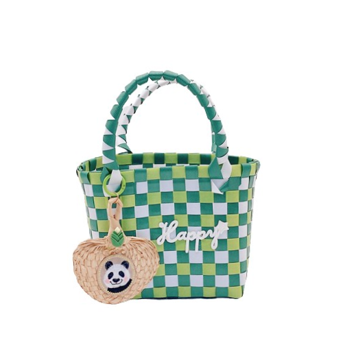 Panda Bag, Checkered Bag with Panda Fan