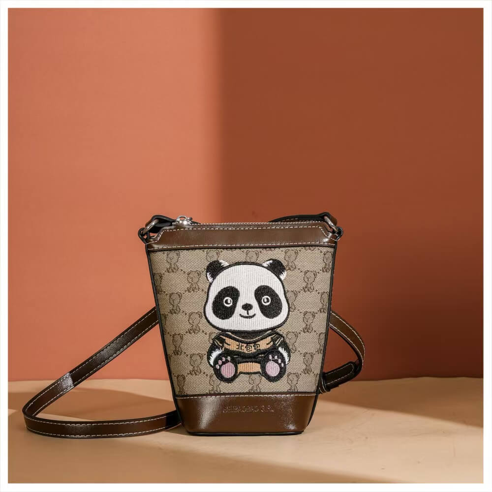 Sac Panda de style académique, sac seau en 2 couleurs