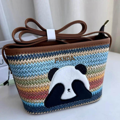 Rainbow Weave Panda Bag, Summer-ready Panda Body Bag