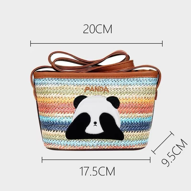 Bolso Panda Tejido Arcoíris, Bolso Bandolera Panda para el Verano