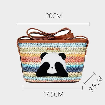 Bolso Panda Tejido Arcoíris, Bolso Bandolera Panda para el Verano