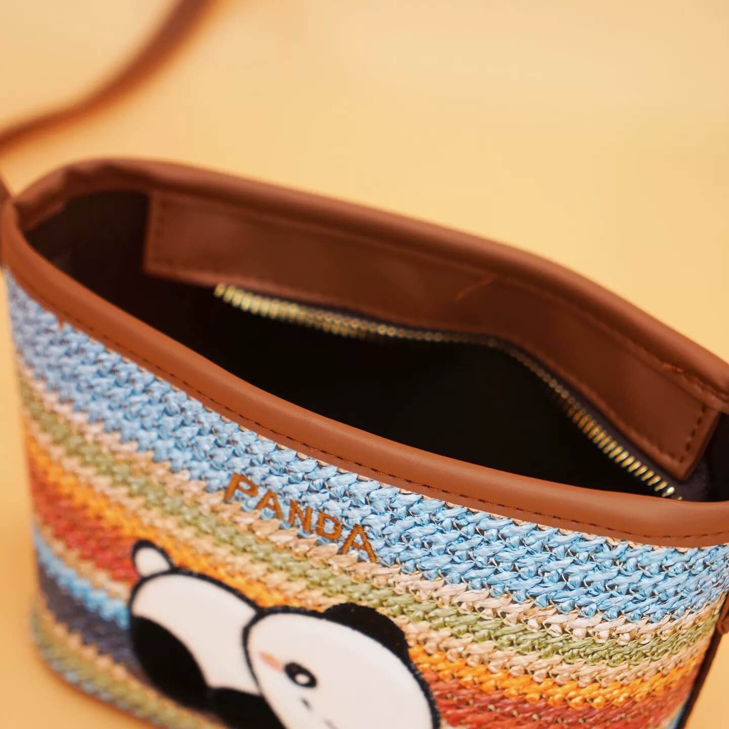 Rainbow Weave Panda Bag, Summer-ready Panda Body Bag