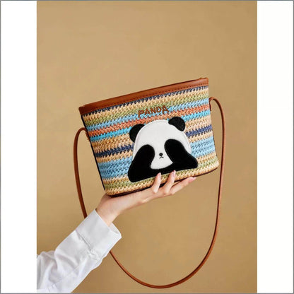 Bolso Panda Tejido Arcoíris, Bolso Bandolera Panda para el Verano