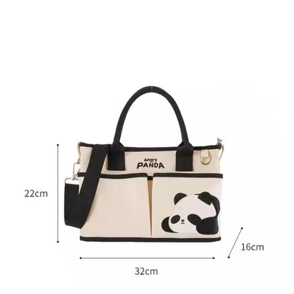 Panda Tote, bolso de lona con bolsillos, 12''