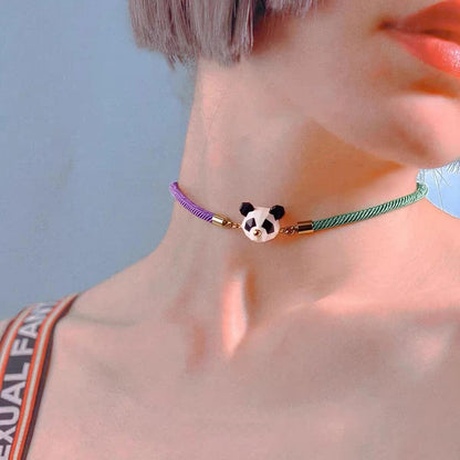 Panda Necklace, in Color Blocking, Sporty and Cool Style