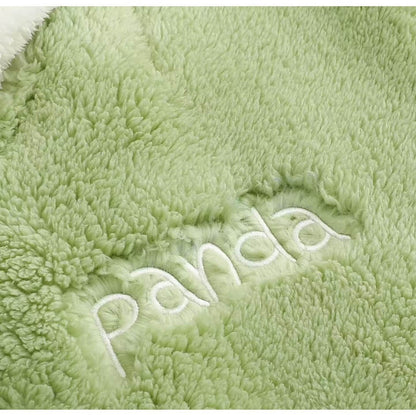 Pijama de panda verde, conjunto de pijama de terciopelo coral