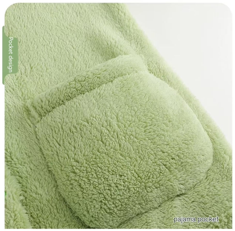 Pijama de panda verde, conjunto de pijama de terciopelo coral