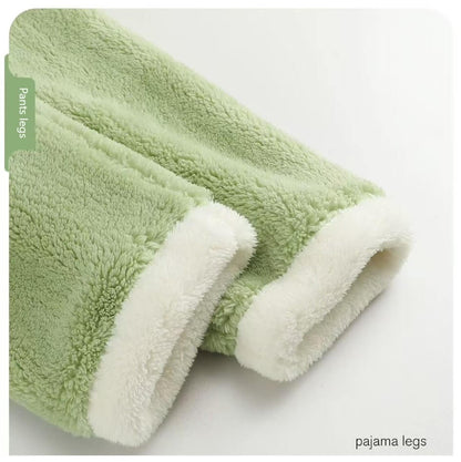 Pijama de panda verde, conjunto de pijama de terciopelo coral