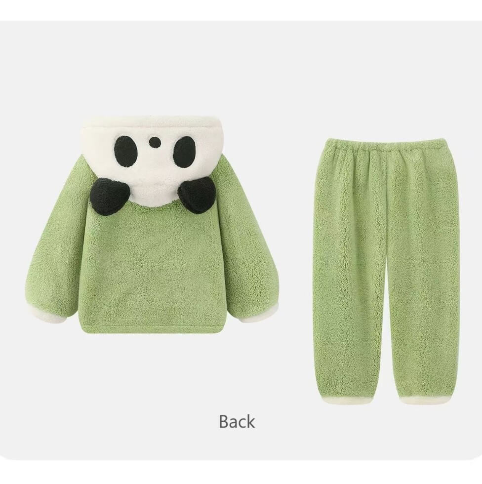 Pijama de panda verde, conjunto de pijama de terciopelo coral