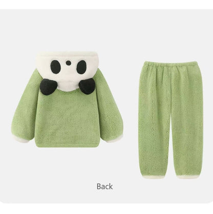 Pijama de panda verde, conjunto de pijama de terciopelo coral