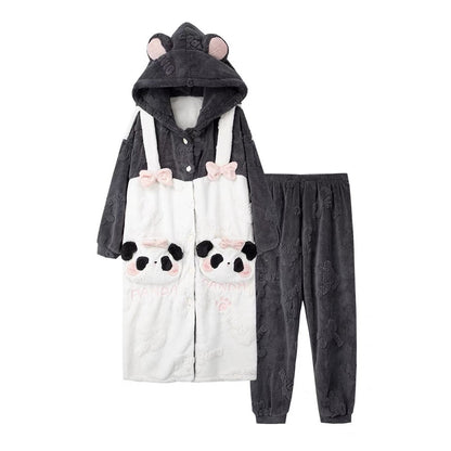 Pyjama Panda Bear, Ensembles de pyjama pour femmes, avec poche Panda