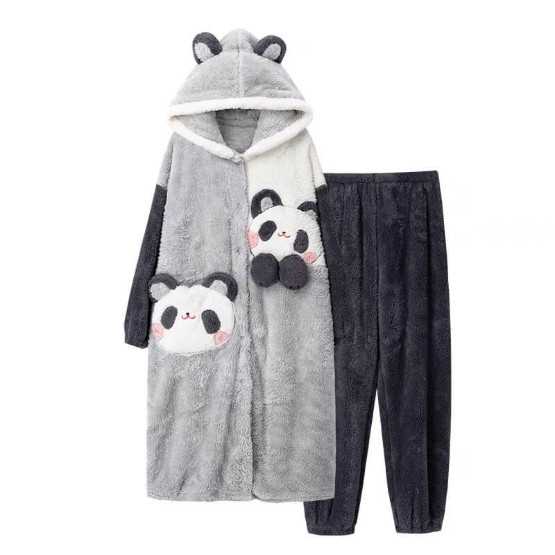 Panda Pajama, Pajama Set in Coral Velvet