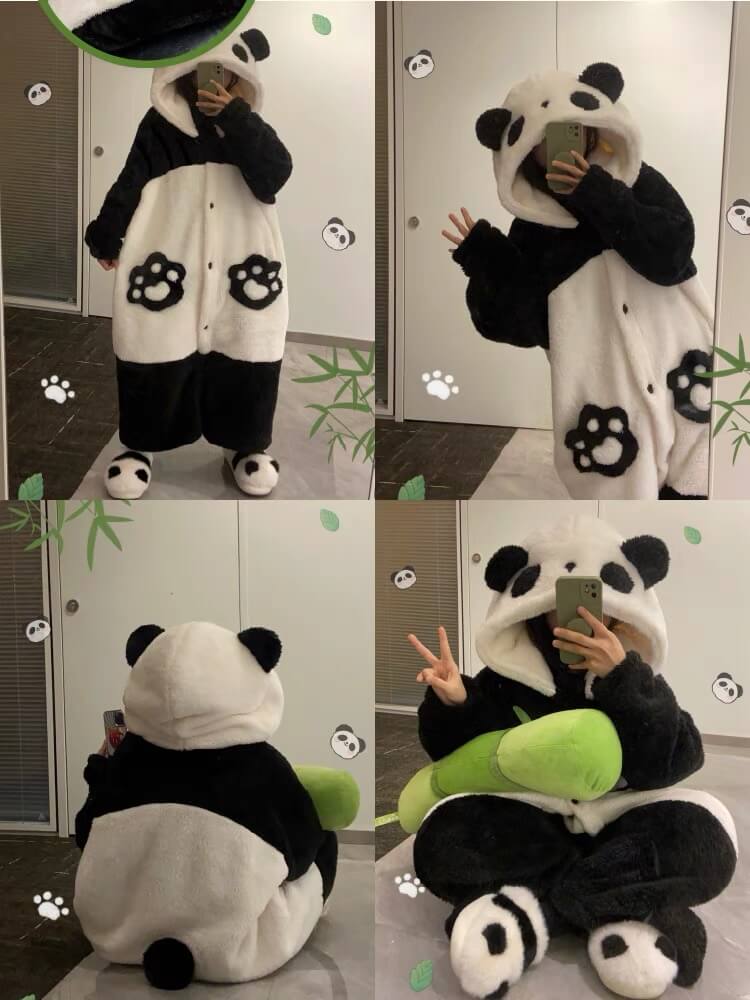 Panda Pyjamas Femme, One Piece Panda, Pyjama en flanelle