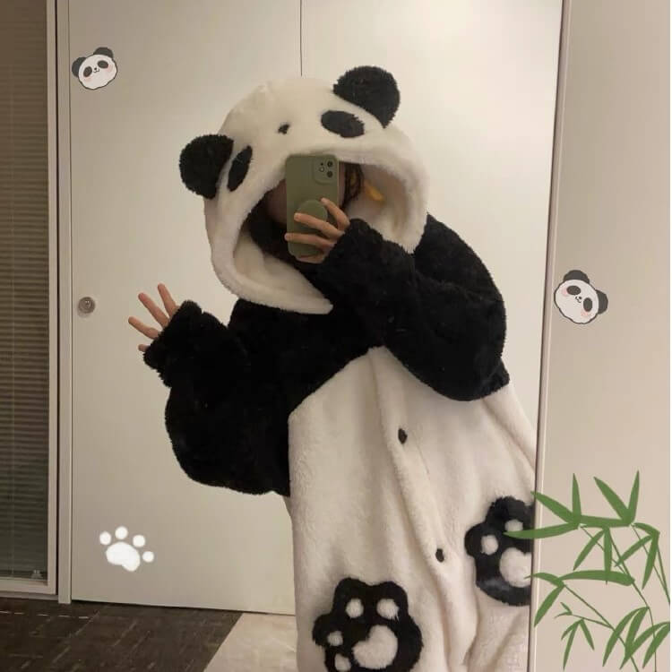 Pijama Panda Mujer, Panda de una Pieza, Pijama de Franela