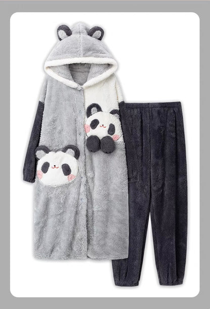 Panda Pajama, Conjunto de Pijama en Terciopelo Coral