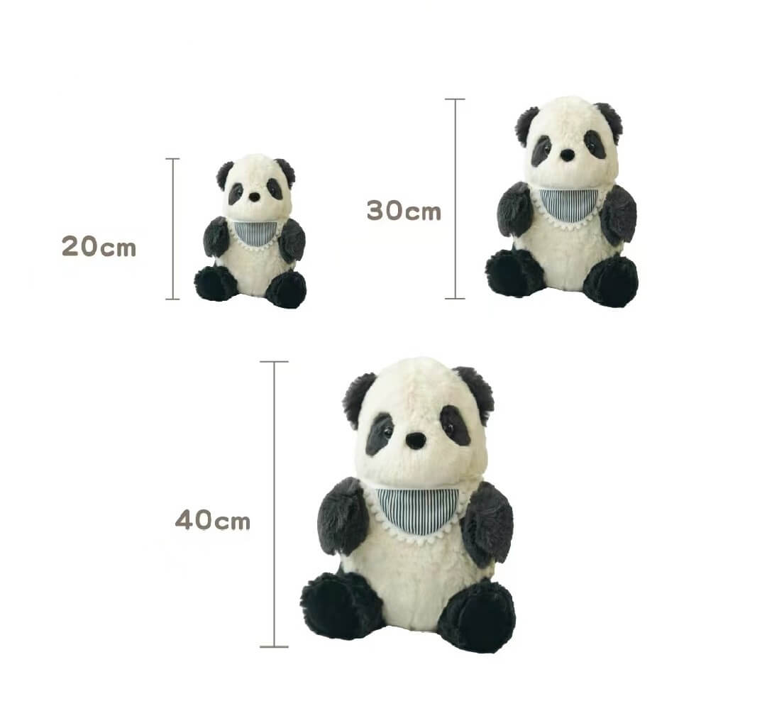 Peluche panda géant avec bavoir, en 3 tailles