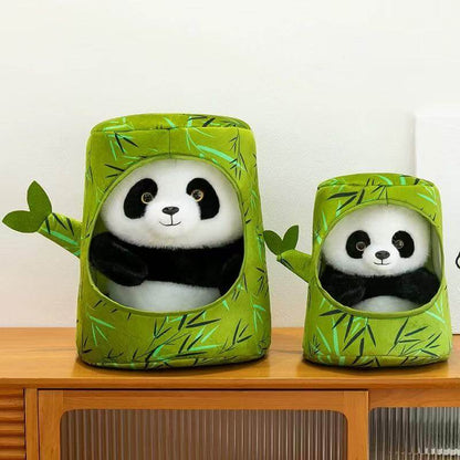 PELUCHE PANDA ET TUBE EN BAMBOU en 2 tailles