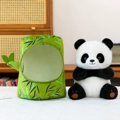 PELUCHE PANDA ET TUBE EN BAMBOU en 2 tailles