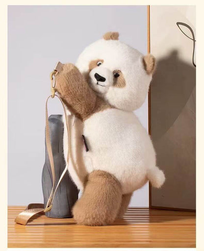 Qi Zai Panda Doll, Brown Panda Bag, 35cm/ 13.78''