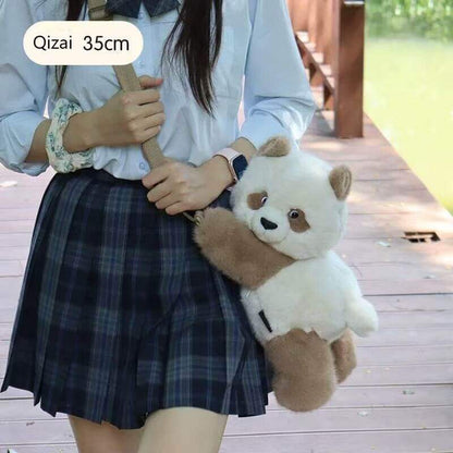 Qi Zai Panda Doll, Brown Panda Bag, 35cm/ 13.78''