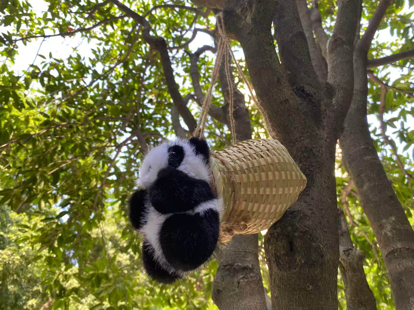 Cesta de bambú ecológica hecha a mano y peluche de panda de Chengdu